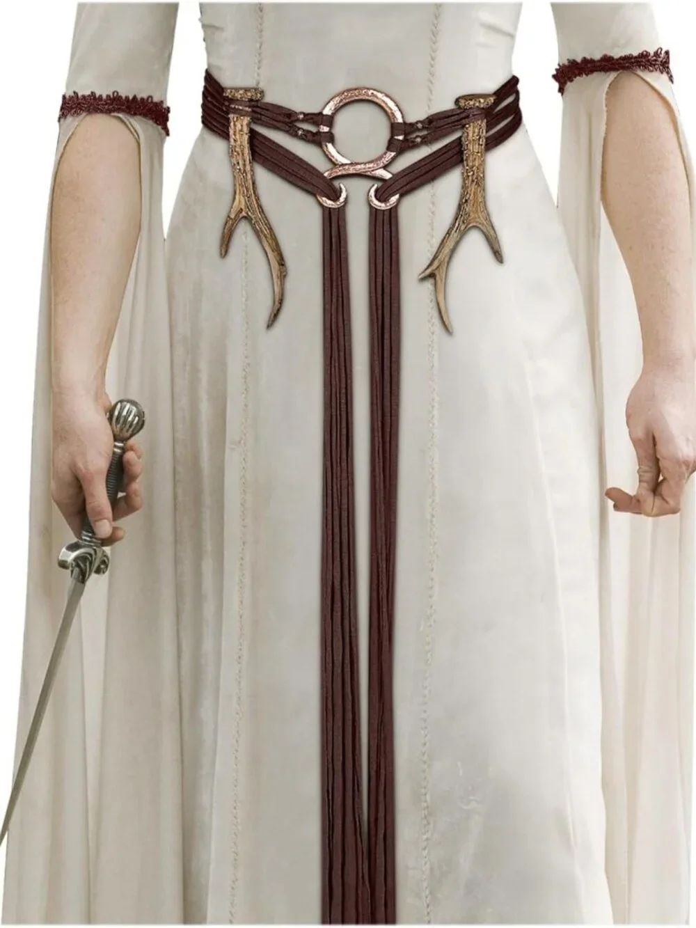 Viking Troll Cross Belt - Long Rope Ring Knotted Waist Belt, Norse Pagan